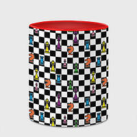 Чашка с принтом «Яркая шахматная доска» (цвет чашки на выбор)