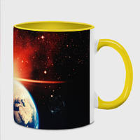 Чашка с принтом «Космос земля 3D» (цвет чашки на выбор)