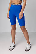 Велосипедні шорти жіночі з високою талією — синій колір, M (є розміри)