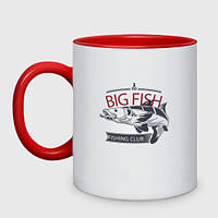Чашка с принтом двухцветная «Болшая рыба» (цвет чашки на выбор)