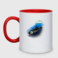 Кухоль з принтом двоколірний «Підводний човен» (колір чашки на вибір)