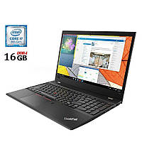 Ноутбук Lenovo ThinkPad T580/ 15.6" (1920x1080)/ Core i7-8550U/ 16 GB RAM/ 480 GB SSD/ UHD 620/ Дві АКБ