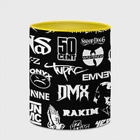 Чашка с принтом «Rap & hip hop logos» (цвет чашки на выбор)