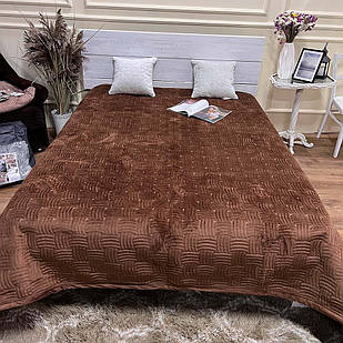 Велюрове покривало 220/240 плетіння шоколад розмір Євро
