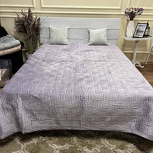 Велюрове покривало 220/240 плетіння сіро-бузковий розмір Євро