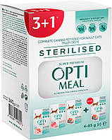 Optimeal Adult Cat Sterilised Multi Taste №6 лосось, индейка, говядина, 3+1 шт