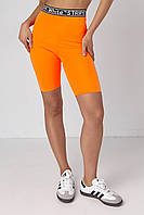 Велосипедные шорты женские с высокой талией - оранжевый цвет, S