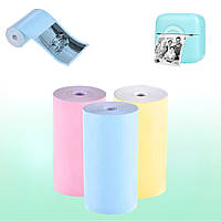 Набор цветной термобумаги 3 рулона 55х24 мм для мини принтера комплект разноцветной бумаги в рулоне