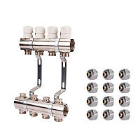 Комплект: SD Колектор терморегулювальний 1"х6 SD236W6 + SD Євроконус 3/4'' 16 х 2мм SD346