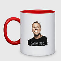 Чашка с принтом двухцветная «James Alan Hetfield - Metallica» (цвет чашки на выбор)