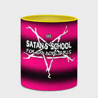 Кухоль з принтом з повним друком «Satan school for bad boys and girls Pink» (колір чашки на вибір)