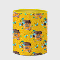 Чашка с принтом «Мед и пчелы» (цвет чашки на выбор)