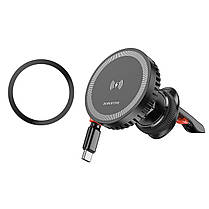 Тримач для мобiльного з БЗП BOROFONE BH207 Mona retractable magnetic wireless fast charging car holder(air, фото 3