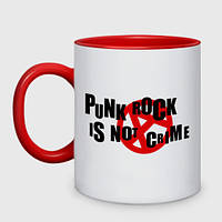 Чашка с принтом двухцветная «Punk rock is not a crime»