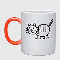 Чашка с принтом хамелеон «Рисунок кота»