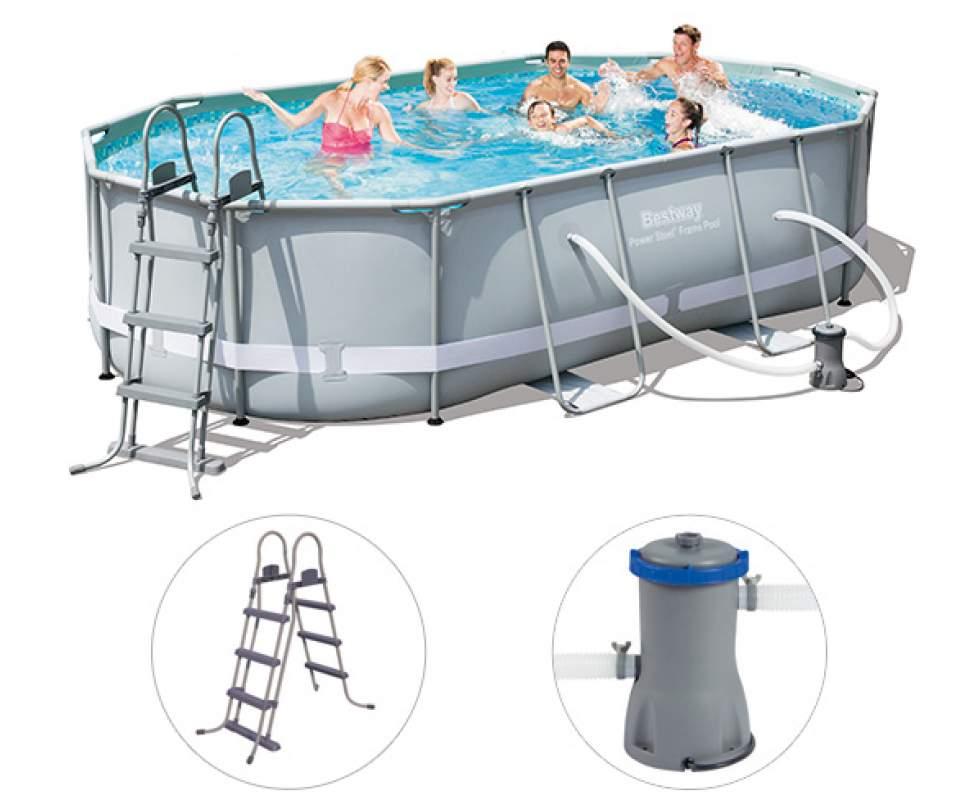 Каркасний басейн Bestway 56448 Power Steel (488х305х107 см) з картриджним фільтром і сходами