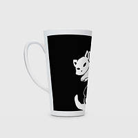 Чашка з принтом Лате «Чорний і білий кіт кукуруться»