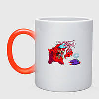 Чашка с принтом хамелеон «Among Us red impostor monster»