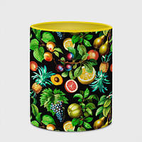Чашка с принтом «Сочные фрукты персик груша слива ананас»