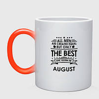 Чашка с принтом хамелеон «Лучшие рождаются в августе»