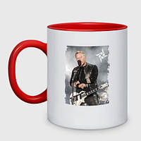 Чашка с принтом двухцветная «James Alan Hetfield - Metallica vocalist»
