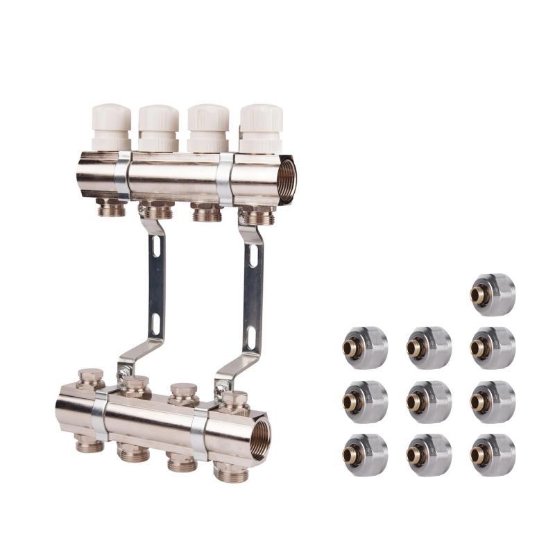 Комплект: SD Колектор терморегулювальний 1"х5 SD236W5 + SD Євроконус 3/4" 16 х 2 мм SD346, фото 1