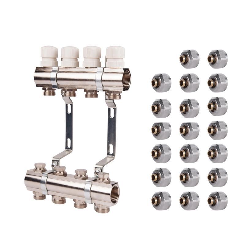 Комплект: SD Колектор терморегулювальний 1"х10   SD236W10 + SD Євроконус 3/4'' 16 х 2мм   SD346, фото 1