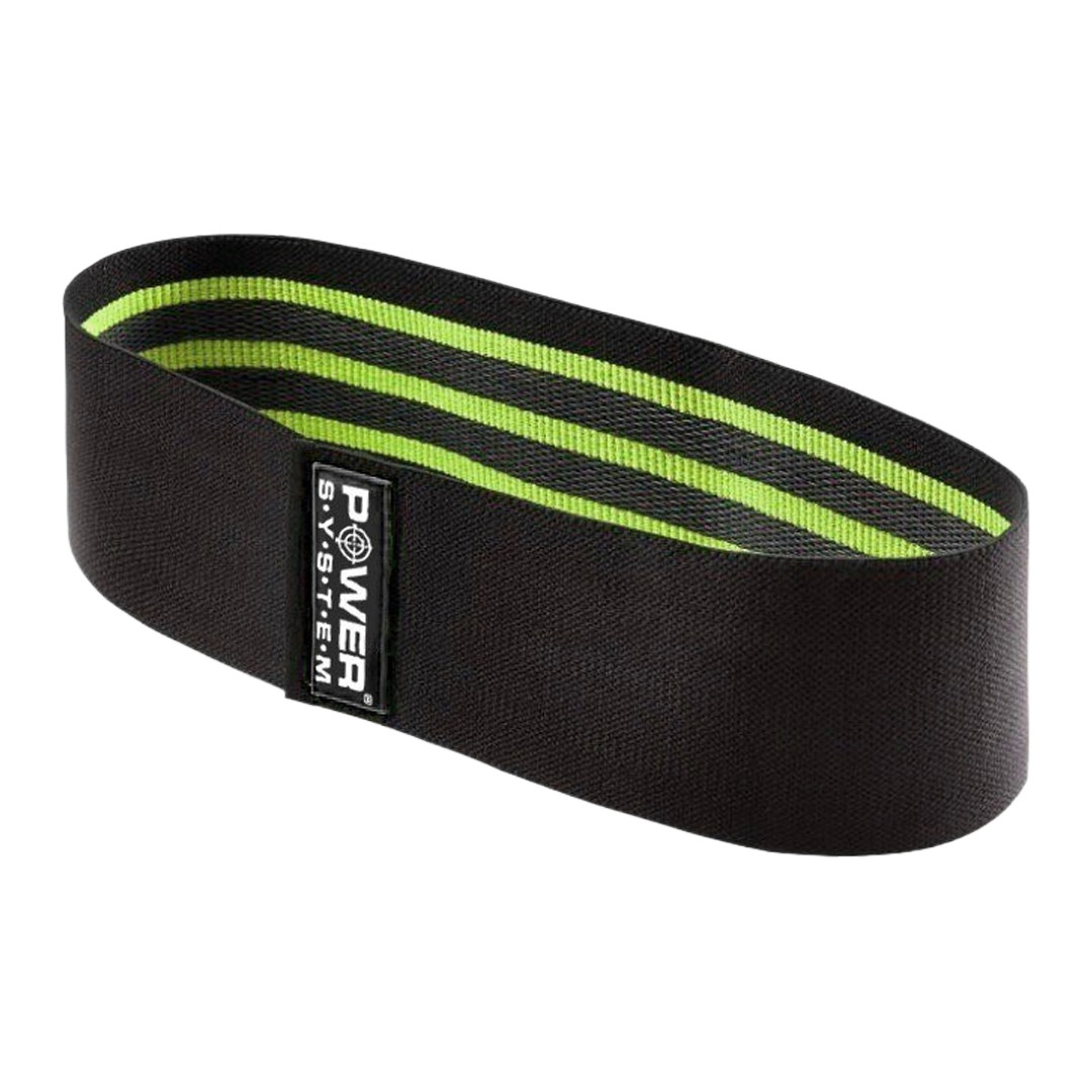 Тканева гумка для фітнесу та спорту Power System PS-4092 Booty Band LVL 2 Black/Green (d_80 см. навантаження 12-16кг.), фото 1
