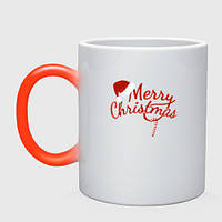 Чашка с принтом хамелеон «Надпись Merry Christmas Новый Год»