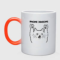 Чашка з принтом хамелеон «Imagine Dragons — rock cat»