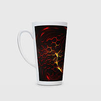 Чашка с принтом Латте «Огненные объемные плитки»