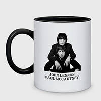 Чашка с принтом двухцветная «John Lennon Paul Mccartney»