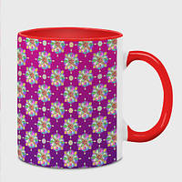 Чашка с принтом «Абстрактные разноцветные узоры на пурпурно-фиолетовом фоне»