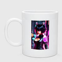 Чашка с принтом керамическая «Cat girl - neural network»