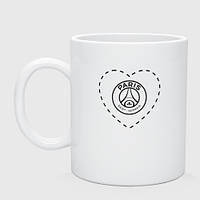 Чашка с принтом керамическая «Лого PSG в сердечке»