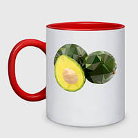 Чашка с принтом двухцветная «Авокадо Low Poly»