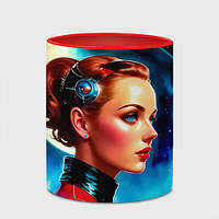 Чашка с принтом «Девушка связист в космосе - пинап»