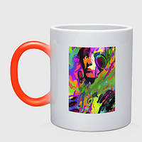 Чашка с принтом хамелеон «Энди Уорхол - автопортрет - поп-арт»