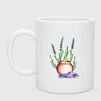 Чашка с принтом керамическая «Свеча и лаванда для спа»