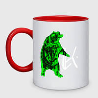 Чашка с принтом двухцветная «Славянский Велес-медведь»