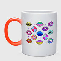Чашка с принтом хамелеон «Lips pop-art»