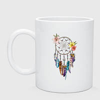Чашка с принтом керамическая «Ловец снов с перьями»