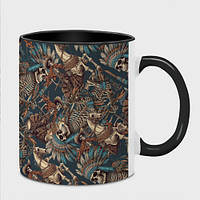 Чашка с принтом «Патерн скелеты индейцев и ковбоев »