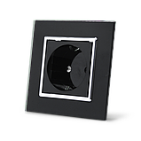 Розетка із заземленням Livolo чорний хром скло (VL-C7C1EU-12C), фото 2