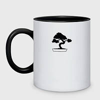 Чашка с принтом двухцветная «Японское дерево бонсай»