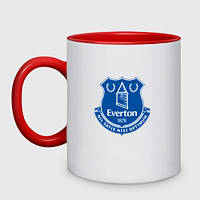 Чашка с принтом двухцветная «Эвертон logo - nil satis nisi optimum»