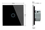 Безшумний сенсорний прохідний вимикач 1 сенсор Livolo чорний скло (VL-C701SQ-12), фото 6