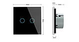 Безшумний сенсорний прохідний вимикач 2 сенсори Livolo чорний скло (VL-C702SQ-12), фото 6