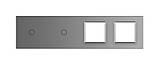 Сенсорна панель комбінована для вимикача 2 сенсори 2 розетки (1-1-0-0) Livolo сіре скло, фото 2