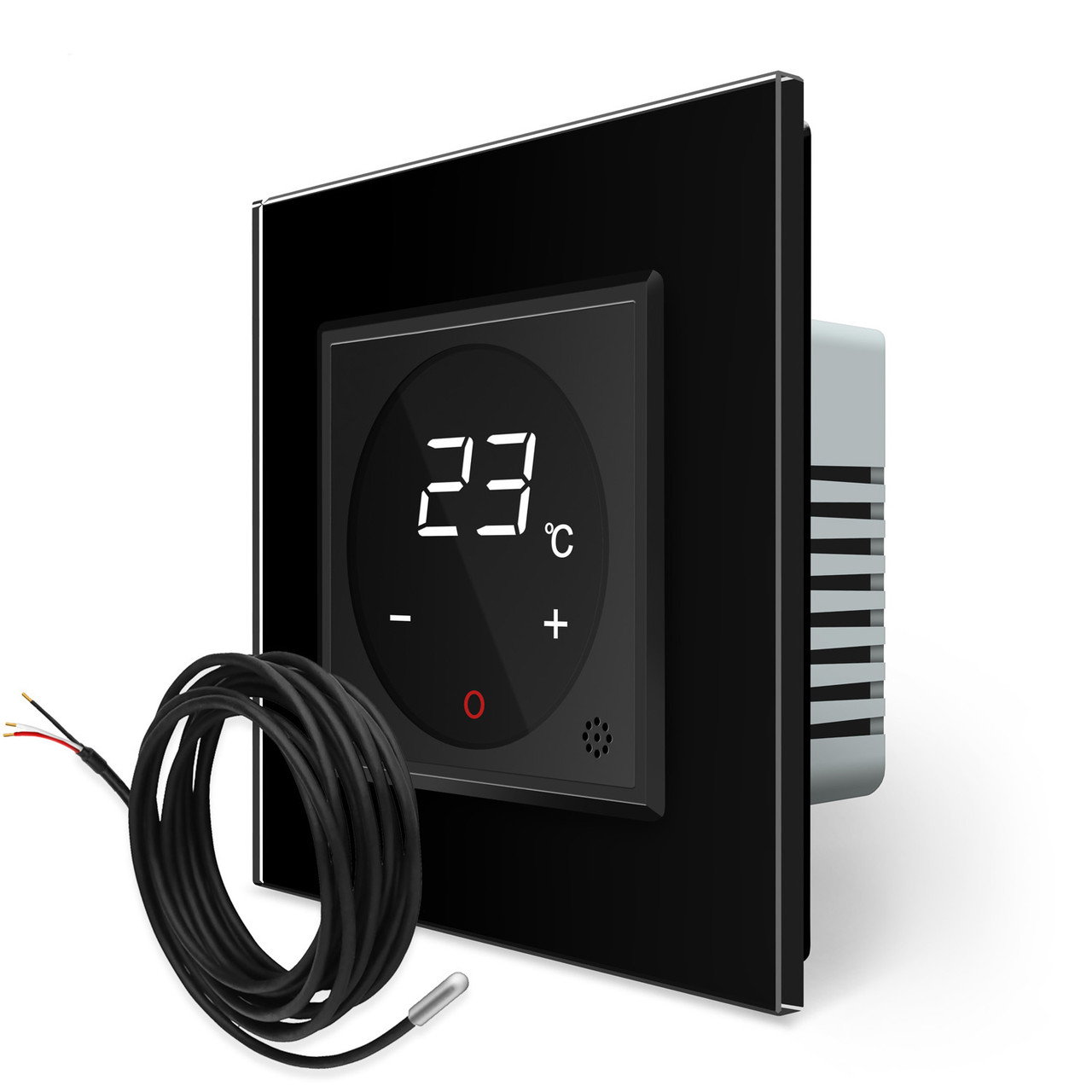 Терморегулятор сенсорний із зовнішнім датчиком температури для теплої підлоги Livolo чорне скло